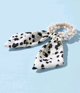 ( 2 pcs ) Faux Pearl Decor Scarf Hair Tie.